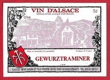 AL106 Etiquette Label ALSACE GEWURZTRAMINER GAEC René BRUN 68570 SOULTZMATT