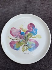 superbe et rare Assiette de Zao Wou-KI - Orchidée - 1986 Atelier de Segriès 