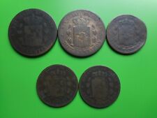 Espagne 5 & 10 Centimos 1877-1879 Alphonse XII (Lot de 5 Monnaies) (KM# 674, KM# 675)