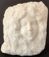 Statue, portrait en marbre blanc, relief sculpté, Art Nouveau, Jugendstil