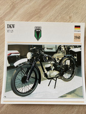 DKW RT125 1940 125 RT fiche carte moto collection édition Atlas