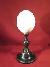 OEUF D'AUTRUCHE MONTE SUR PIED TOURNE BOIS NOIRCI CABINET CURIOSITE DECORATION