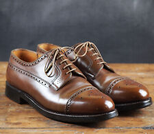 JM WESTON 579 Giscard brogue derby shoes size 7.5 E / 41.5 brown leather captoe