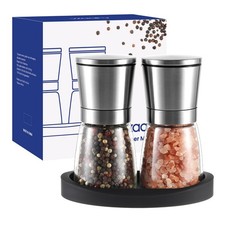 Lot de 2 Moulins à Poivre et Sel avec Noyau en Céramique Cannelle，avec Socle ...