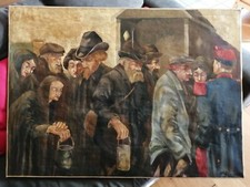 Tableau huile sur toile double faces la soupe populaire et l'atelier Montmartre 