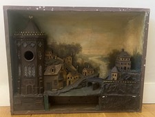 TABLEAU HORLOGE AUTOMATE XIX EME A RESTAURER CLOCK PAINTING OROGLIO