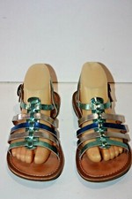 KICKERS  Sandales à lanières Cuir Vernis Brillant Tricolore T 38 TBE