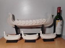 Sculpture ceramique faience drakkar viking coque bateau navire barque  
