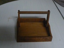 ANCIEN PLATEAU ANSE RABATTABLE BOIS ACAJOU EXOTIQUE VINTAGE ART TABLE DECORATION