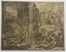 Marcantonio RAIMONDI - La peste de Phrygie ou Il Morbetto. c.1515. RAPHAËL
