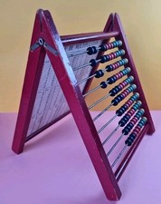 Boulier / Horloge Jouet Ancien En Bois Apprendre L'heure Et Tables De...