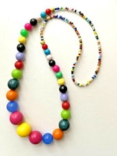 COLLIER Plastique multicolore bonbon NEUF rose bleu jaune orange vert rouge 69cm