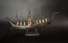 Thailande - Bateau-dragon en corne de buffle - Sculpté à la main en corne