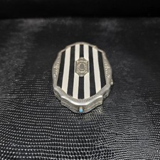 Ancien Poudrier En Argent Massif Et Email