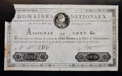 Assignat 100 livres 19 - -,