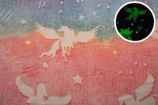 Minky Peluche bilateral, brille dans le noir, Pégase, 50 x 155 cm