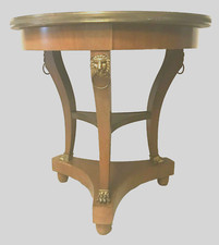  guéridon rond empire dessus marbre piétement tripode galerie laiton .XX siècle.