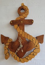 horloge pendule murale Ancre De Bateau Bois Fait Main Artisan marine déco