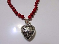  8 mm ROUND RED CORAL NECKLACE