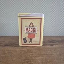 Ancienne boîte de rangement vide en métal étain Maggi Bouillon
