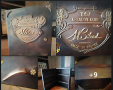 Pharmacie Armoire Murale Maroquinier "Al Bibard" Cuir 1957 Steampunk Industriel