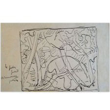 TAL COAT Pierre (1905-1985) "Abstraction (3)" Encre/Pap-Signée+Monogr., encadrée