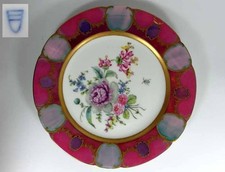 Assiette Porcelaine Thuringe, Allemagne Fleurs Peint à la Main, Um 1910
