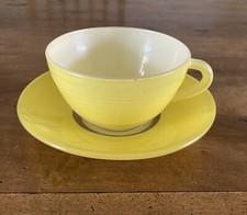 Grande Tasse 200 ml et Soucoupe Verre Duralex Jaune Vintage Années 70