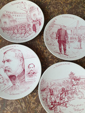 Lot de 4 Assiettes parlantes faience Sarreguemines série Madagascar Militaria