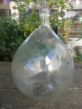 Bonbonne / Dame Jeanne en Verre Soufflé blanc - Ancienne - Vintage - H37cm