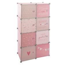 Armoire Penderie Enfants "Univers" 124cm Rose