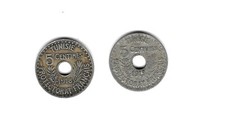 LOT DE 2 MONNAIES DE 5 CENTIMES DE LA TUNISIE DE 1918 ET 1919