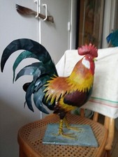 Superbe Sculpture Coq en Métal