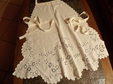 Ancien tablier de soubrette,broderie anglaise,feston,linge ancien