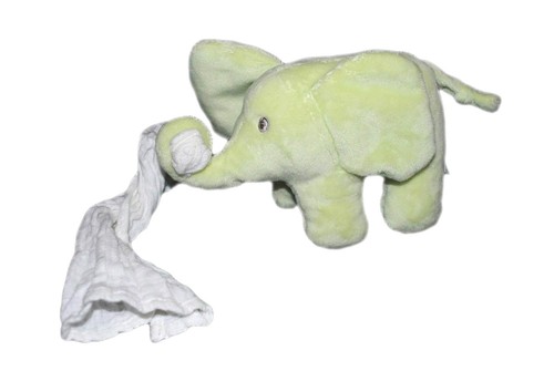 Peluche doudou elephant vert - peluche,
