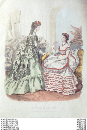 Gravure mode illustree 1869 - mode,