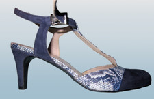 Escarpins été cuir bleu