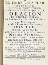 DOMINGUEZ, El Lirio exemplar...Oracion Don Luis Delfin de Francia, 1766