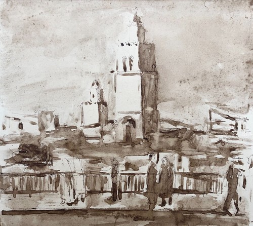 Dessin ancien paysage - ancien,,