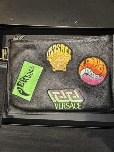 Pochette versace cuir noir - pochette,