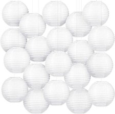 20pcs Lanterne en Papier Blanc