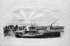 GRAVELINES: Petit-Fort-Philippe -Gravure 19e (de Garneray, peintre de la Marine)