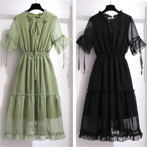 Femme robe mousseline ruche - robe,