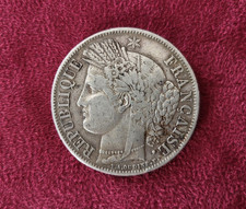 TRES BELLE MONNAIE ARGENT - 5 FRANCS CERES 1849 A IIIEME REP - BELLE PATINE
