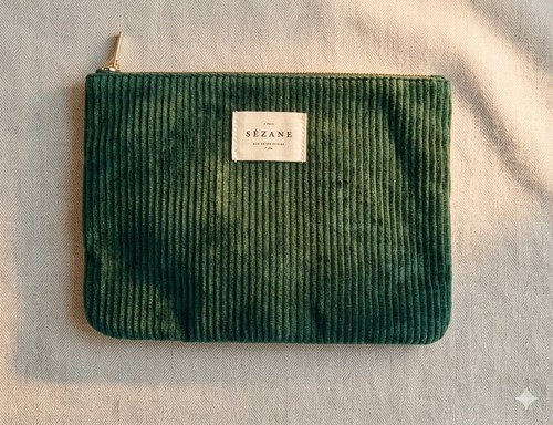 Pochette velours verte - velours, de