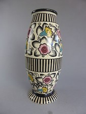 GRAND VASE EN CERAMIQUE LV CERAM D'APRES EMILE LOMBART STYLE ART DECO FLORAL 893