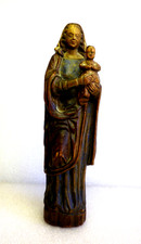 ancienne statue , La Vierge a l'Enfant , en Bois polychrome
