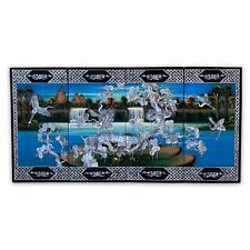 Décoration murale asiatique bois laque tableau mural nacre incrustée oiseaux