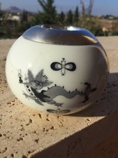 Bougeoir Meissen dragon Ming noir monté argent 835 signé, choix