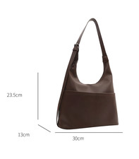 Sac à Main - Femme - Grande Capacité - Cuir - Marron - Bandoulière - 30 x 23,5